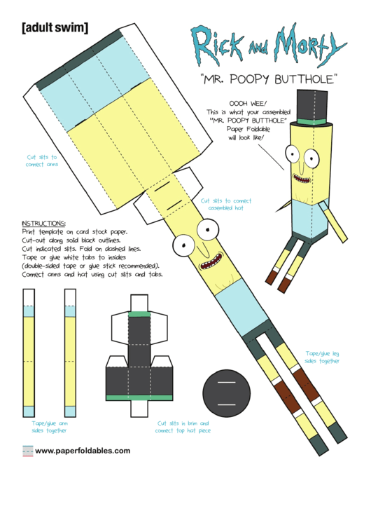 Mr Poopy Butthole Foldable Template Printable pdf