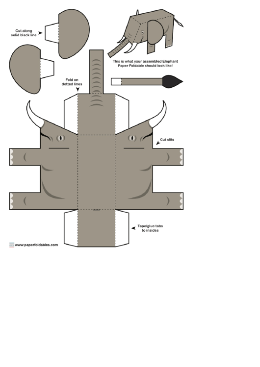Elephant Foldable Template Printable pdf