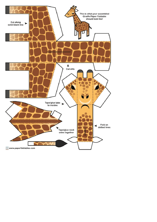 Giraffe Foldable Template Printable pdf