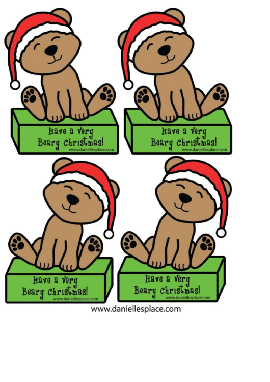 Have A Very Beary Christmas Bear Pattern Templates Printable pdf