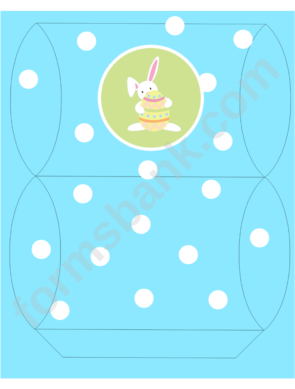 Easter Basket Template - Turquoise With Bunny