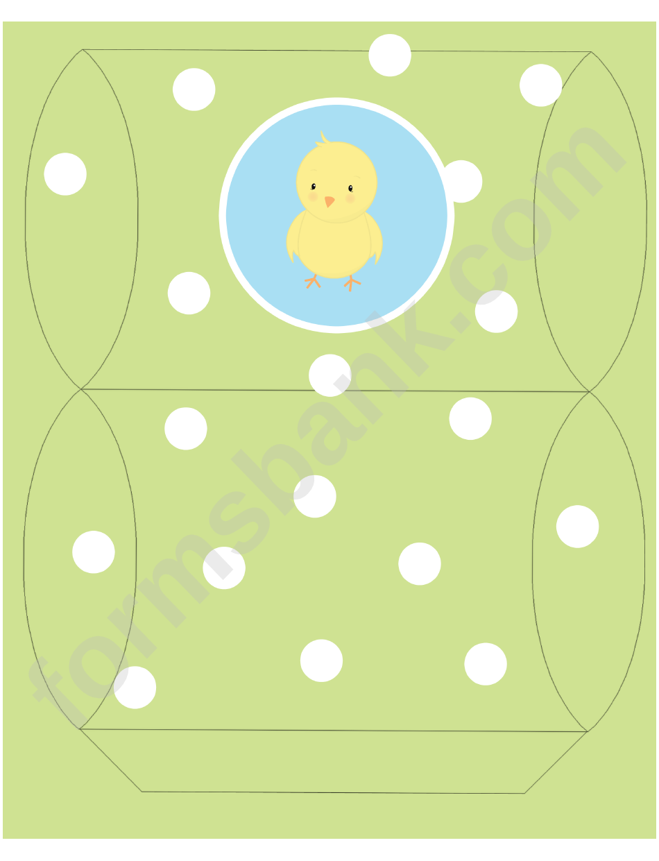Easter Basket Template - Green With Chick