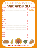 Thanksgiving Cooking Schedule Template