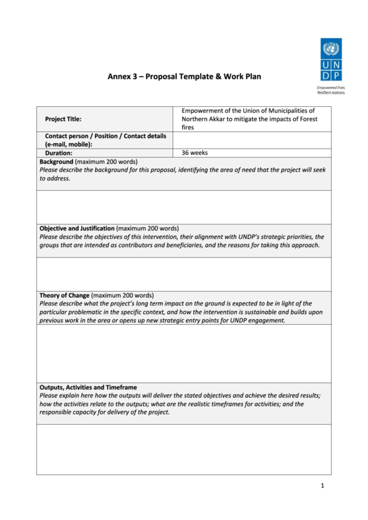 Proposal Template & Work Plan Printable pdf