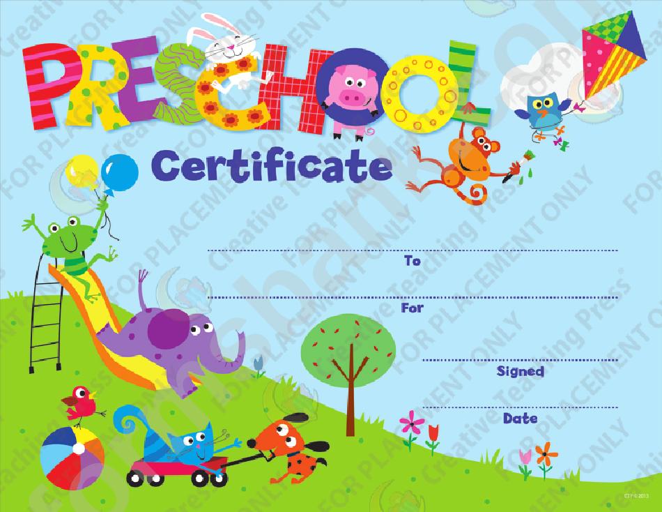 Preschool Congratulations Certificate Template