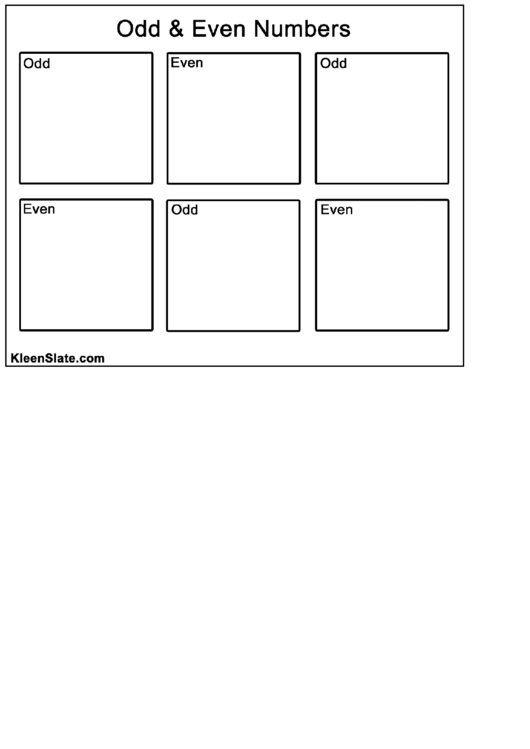 Odd & Even Numbers Worksheet Template Printable pdf