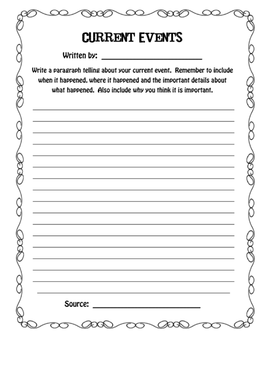 Current Events Planning Template Printable pdf