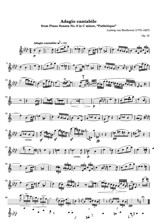 Ludwig Van Beethoven - Adagio Cantabile Sheet Music