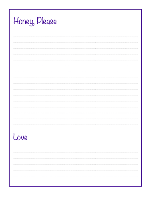 Honey, Please Do - Violet Notes Template