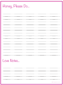 Honey, Please Do - Pink Notes Template