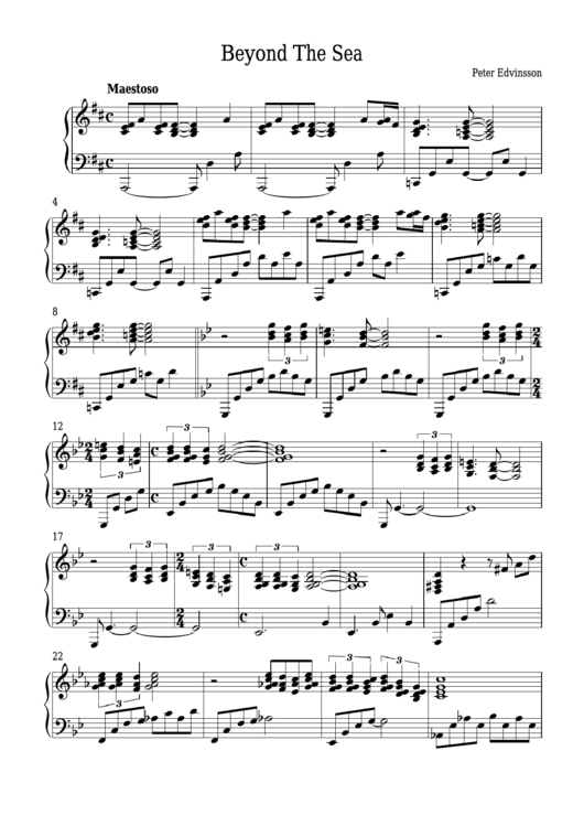 Peter Edvinsson - Beyond The Sea Piano Sheet Music Printable pdf