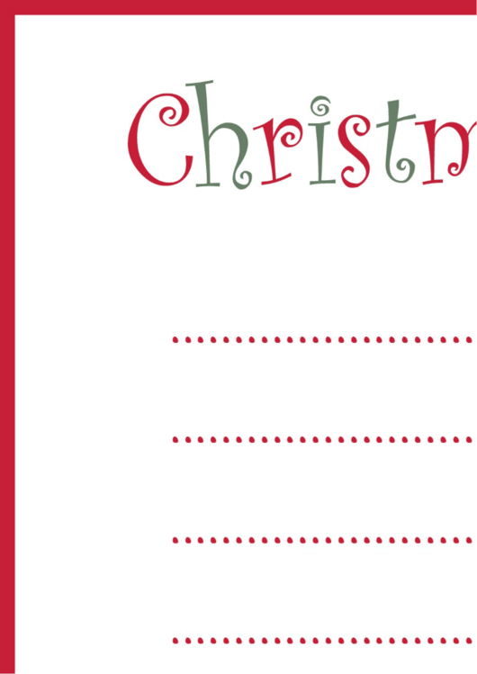 Red/green Christmas Wish List With Candy Printable pdf