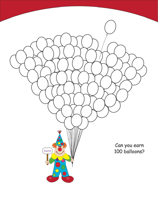 Can You Earn 100 Balloons Counting Math Worksheets Printable pdf