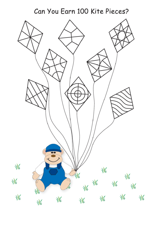 Can You Earn 100 Kite Pieces Counting Math Worksheets Printable pdf