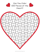 Can You Color 100 Pieces Of The Heart Counting Math Worksheets