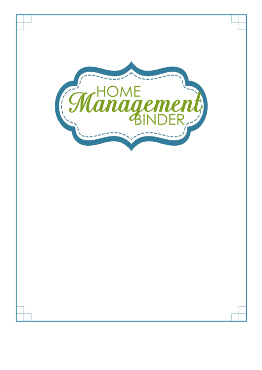 Home Management Binder Cover Template Printable pdf