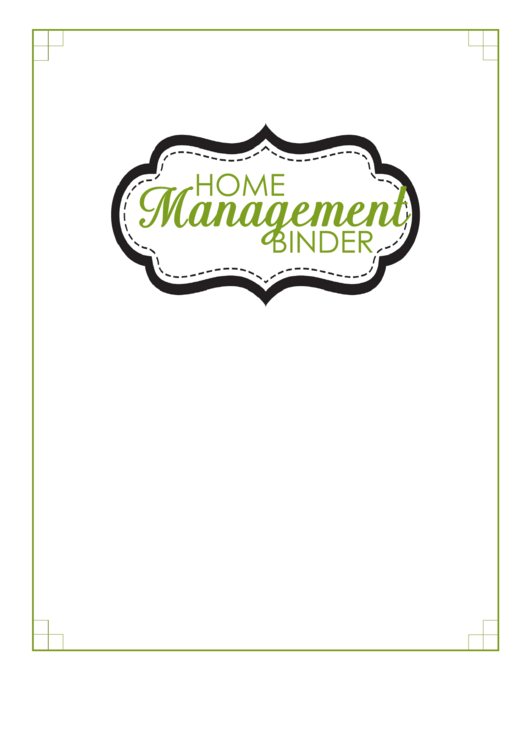 Home Management Binder Cover Template Printable pdf