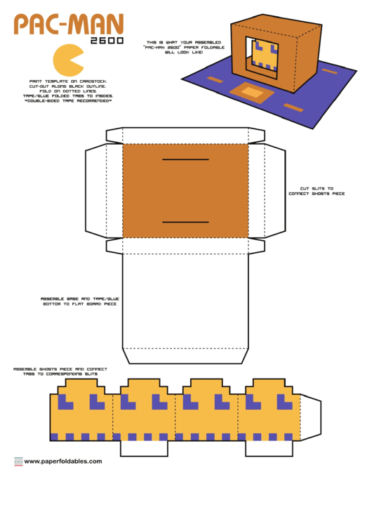 Pac-Man 2600 Foldable Template Printable pdf