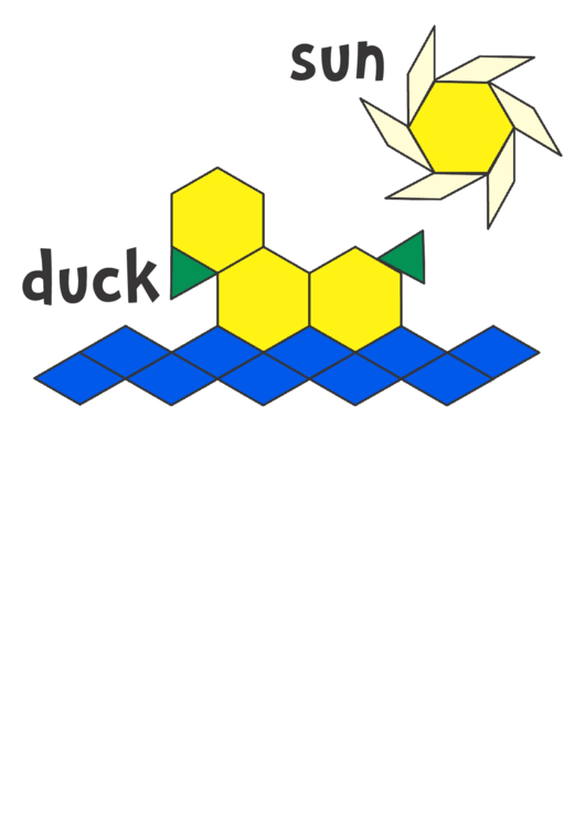 Duck & Sun (Color) Pattern Block Template Printable pdf