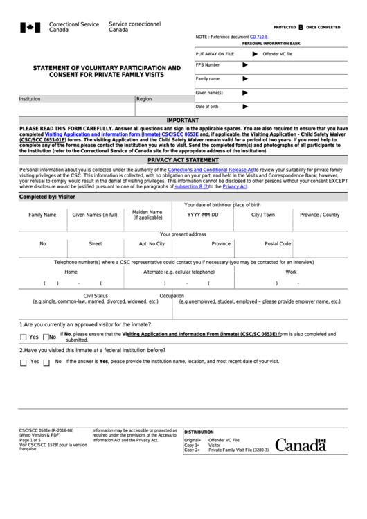 Form Csc/scc 0531e Statement Of Voluntary Participation And Consent