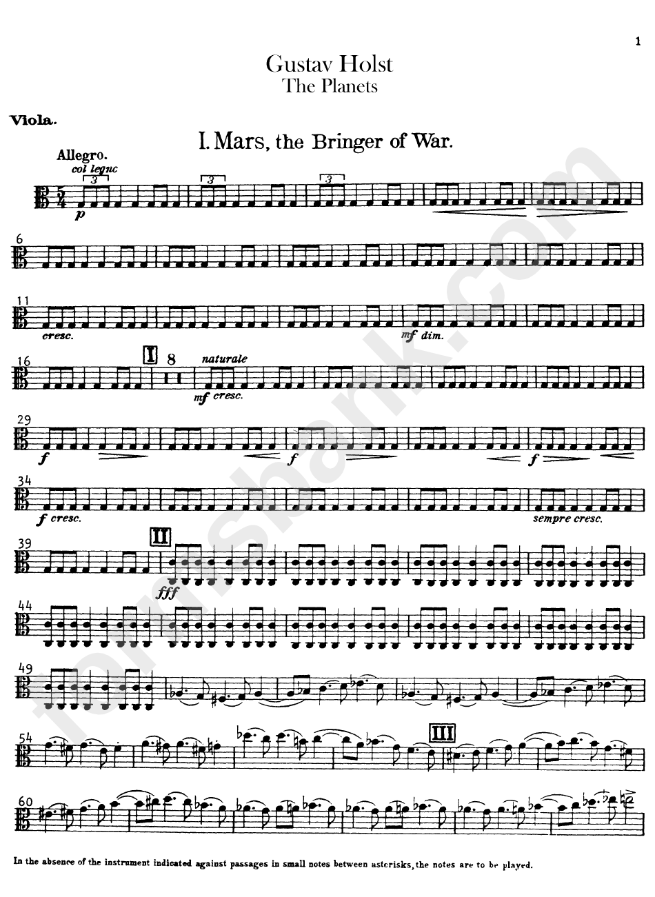 The Planets By Gustav Holst Sheet Music