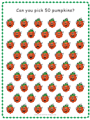 Can You Pick 50 Pumpkins Counting Math Worksheets