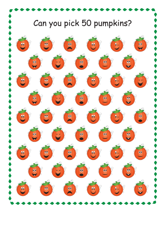 Can You Pick 50 Pumpkins Counting Math Worksheets Printable pdf