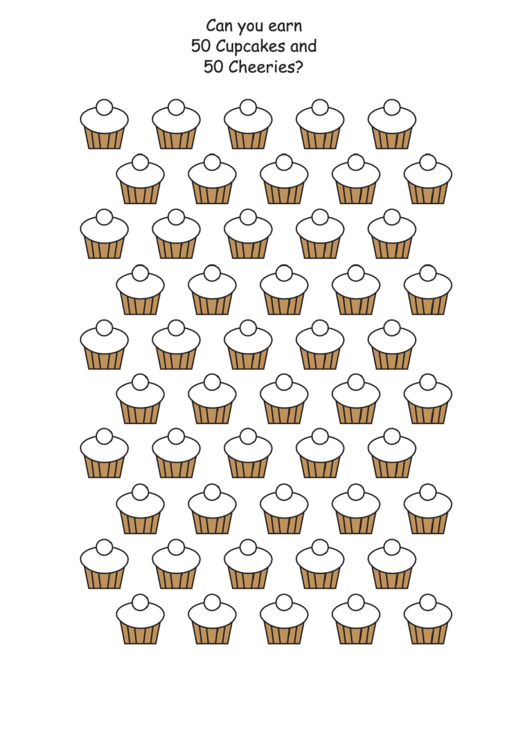 Cupcakes And Cheeries Counting Activity Sheet Printable pdf