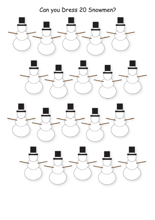 Snowmen Counting Activity Sheet Printable pdf