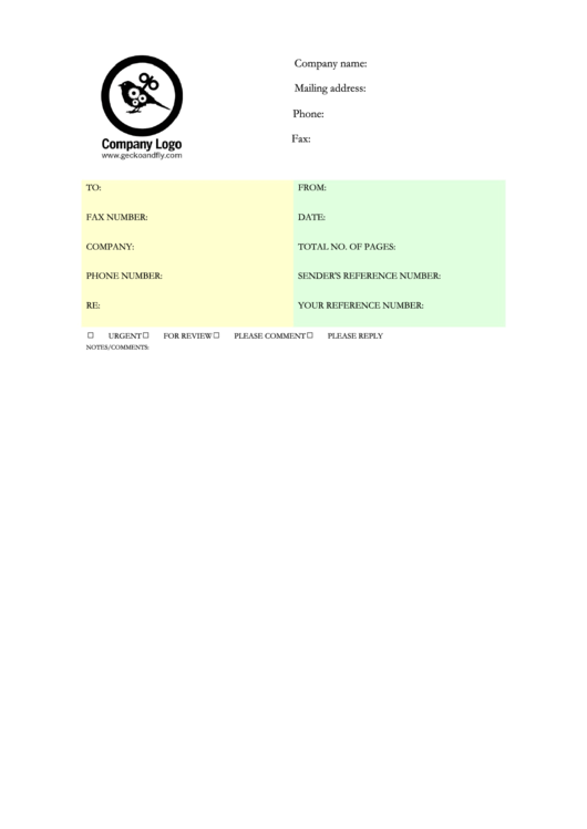 Yellow/green Fax Cover Sheet Printable pdf