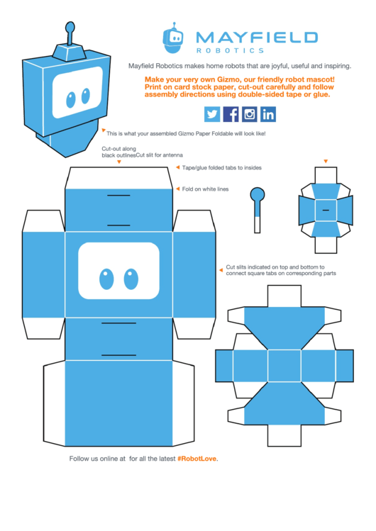Mayfield Robotics Foldable Template Printable pdf