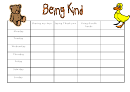 Being Kind Reward Chart - Bear/duck