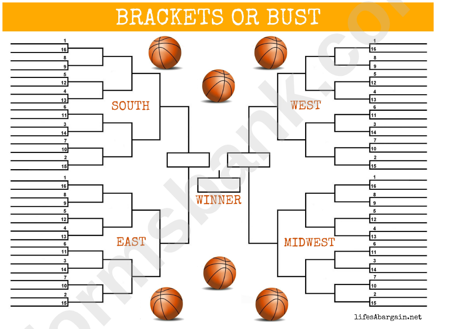 Basketball Bracket Or Bust Template - Orange