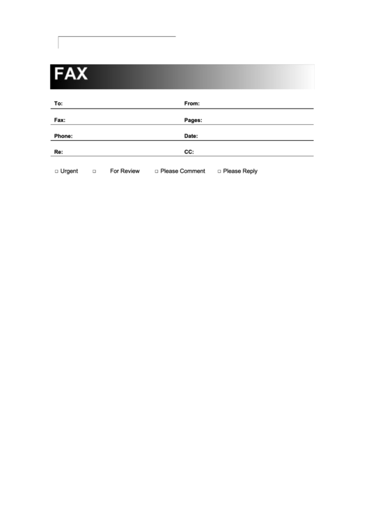 Blank Fax Cover Sheet - Black Line Printable pdf