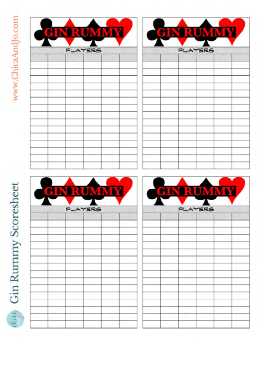 Gin Rummy Scoresheet printable pdf download