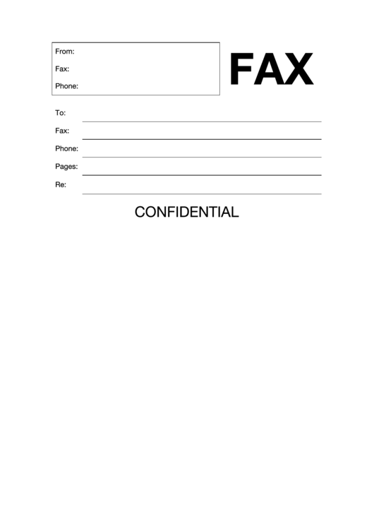 Blank Confidential Fax Cover Sheet