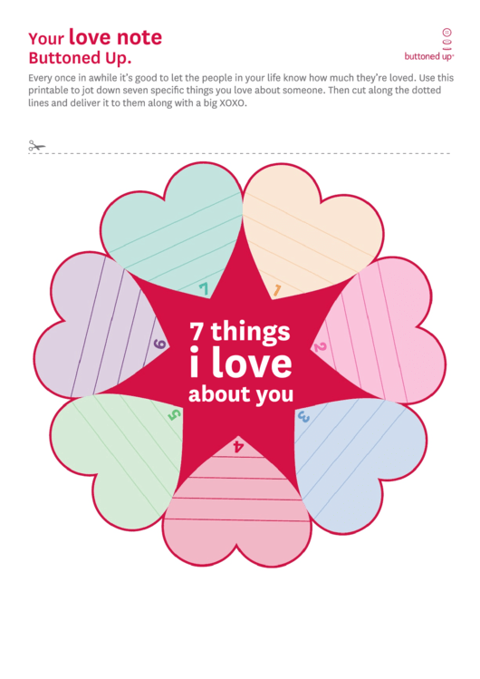 7 Things I Love About You Pop Up Heart Card Template Printable pdf