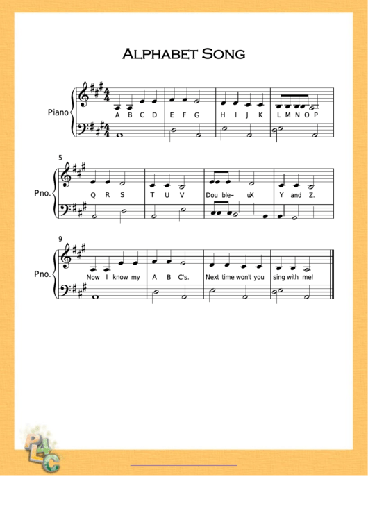 Alphabet Song Sheet Music Printable pdf