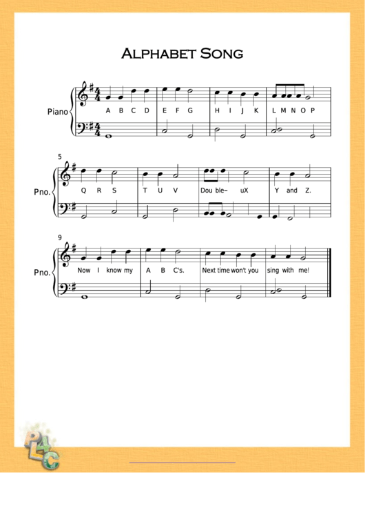 Alphabet Song Very G Major Sheet Music Printable pdf