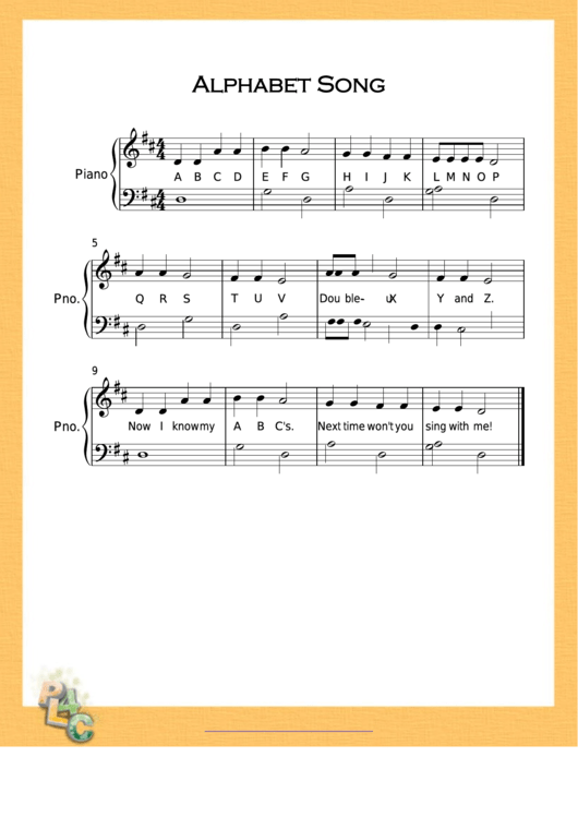 Alphabet Song Very D Major Sheet Music Printable pdf