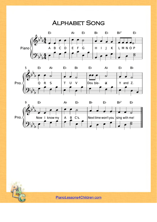 Alphabet Song Very E Flat Major Sheet Music Printable pdf
