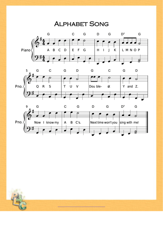 Alphabet Song Very G Major Sheet Music Printable pdf