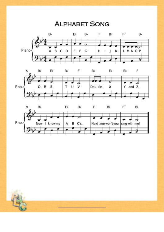 Alphabet Song Very B Flat Major Sheet Music Printable pdf