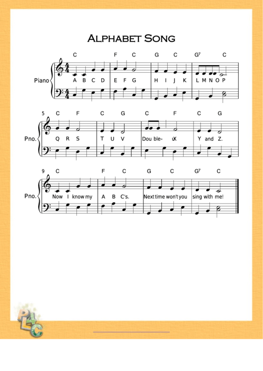 Alphabet Song Very C Major Sheet Music Printable pdf