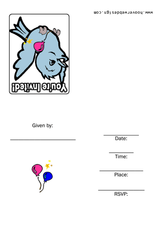 Bird Theme Animal Party Invitation Template Printable pdf