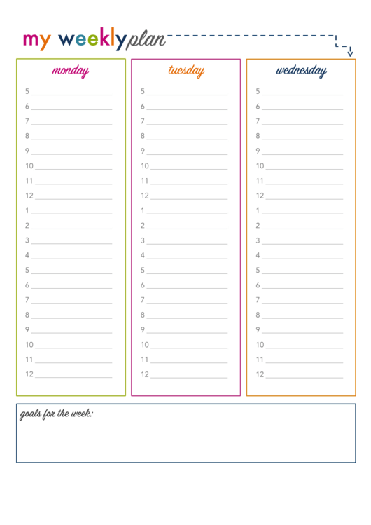 My Weekly Planner Template - Blue Arrow Printable pdf