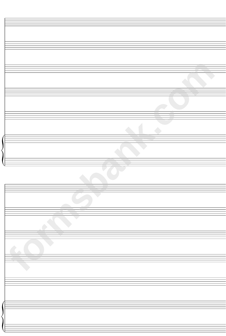 Keyboard + Five, Blank Clef (A4 Portrait) Blank Sheet Music