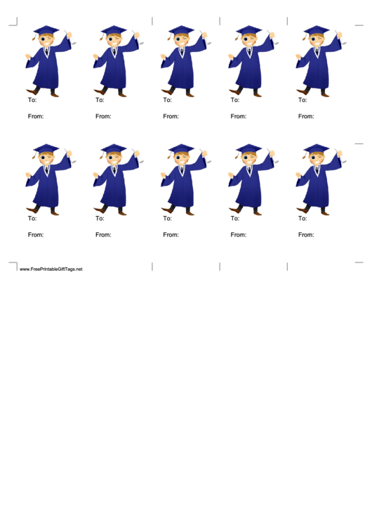 Graduation Boy Winking (White Background) Gift Tag Printable pdf
