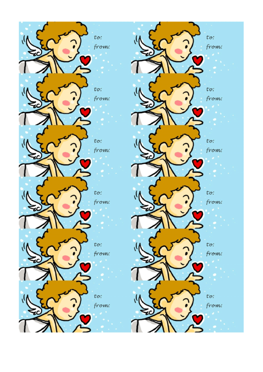 Cupid With Heart Valentines Day Gift Tag Template