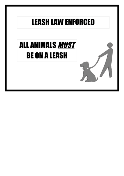 Leash Law Enforced Sign Printable pdf